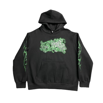 Black & Green-Hellstar Dragon Graphic Hoodie