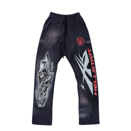 Hellstar Airbrushed Skull Sweatpants Flare Bottom